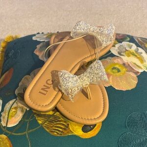 INC International Concepts Tan Sandals with Pearl Bow